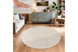 Paco Home Tappeto Salotto e Camera da Letto Moderno a Pelo Corto - Morbido, Lavabile, Antiscivolo, in Finta Pelliccia, Dimensione:Ø 160 cm tondo, Colore:Crema