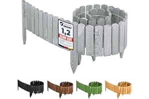 Garronda Beeteinfassung Holz Rollzaun Holzzaun 200 x 40 cm imprägniert Flexibler Rollborder Rasenkante Palisade Gartenzaun Umzäunung für Garten GD-0046 (Grau, Höhe: 40 cm)