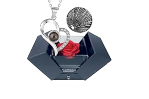 GUCHO Ewige Rose Rosenbox mit Forever Rose und Halskette, Verzaubertes Blumengeschenk für Freundin, Ehefrau zum Jahrestag, Valentinstag, Muttertag