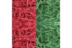 JREMREO 8 oz / 250g Christmas Grass Basket Filler Bulk, Red Green Crinkle Cut Paper Shred Fillers for Xmas Gift Box, Basket, Gift Stuffing Birthday Wedding Anniversay Baby Shower Decorations