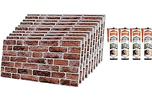 Izodekor - Lot de 10 panneaux muraux 3D en polystyrène - Avec 4 cartouches de colle Akfix 310 incluses pour la fixation - Brun doré
