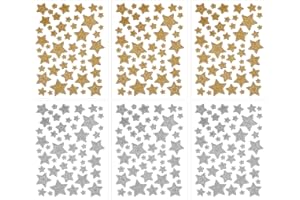 AEAOCVO Sterne Sticker 6 Blatt, Glitzernde Sternen Aufkleber, Selbstklebende Gold/Silber Sternchen-Aufkleber, Sterne Sticker für Schülerbelohnungen, Verhaltensdiagramm, Schülerplaner