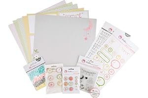 Anita y Su Mundo 37080732. Kit Scrapbooking Bebé, Colección Rosa Bebé, Papeles, Pegatinas, Chapas, Brads, Sellos, Abecedarios, Lentejuelas, Washi Tape