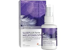 Melatonine spray SleepLux Forte (50 ml), 1 mg de mélatonine naturelle pour un meilleur sommeil, Vitamine B6, Goût de menthe, À base de plantes et végétalien, 380 pulvérisations par Sensilab