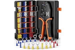 SOMELINE Kit de Crimpadora Terminales Eléctricos, 21 Tipos de Terminales Preaislados, 0,34–6 mm² Crimpadora Autoajustable de Trinquete, para Electricista, Automoción y Bricolaje