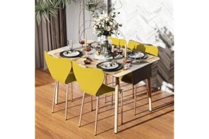 UTLENIANIE Set 4 Sedie da Cucina Gialle, Sedie Sala da Pranzo,Sedia Pranzo con Design a Schienale,Sedie in Polipropilene e Robuste Gambe in Metallo, Sedie in Plastica per Sala da Pranzo,Soggiorno,Cucina (Giallo)