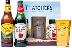 BEAMS INTERNATIONAL Thatchers Cider Gift Set - Alcohol Gift Set Includes Thatchers Gold, Katy and Branded Pint Glass - Ciders Selection Set, Perfect Cider Gifts for Men, Women, Birthday, Stocking, Secret Santa, Christmas