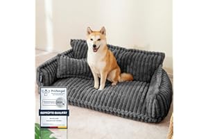 noviclass® Hundesofa Chaffar Hundebett | Orthopädische Matratze | Moderner Stil | Cord-Design Größen (Kohle, XL (120cm))