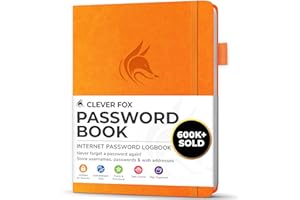‎CLEVER FOX Clever Fox Password Book with Tabs, Address and Password Organiser Book with Alphabet Tabs, Small Password Book for Computer and Website Login Information, Yellow