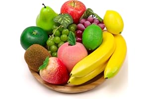 Meiwlong 10 PCS Artificial Fruits Fake Banana Grape Lemon Kiwi Orange Apple Peach Strawberries Ornament Faux Lifelike Combination Decoration Restaurant Home