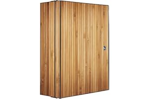 ‎BANJADO banjado® XXL Medicine Cabinet Lockable with Bamboo Wood Motif, 35 x 46 x 15 cm, Large Metal Medicine Cabinet for Medicine Storage, Apothecary Cabinet with 3 Keys