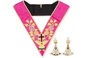 THE MASONIC COLLECTION - Rose Croix 18th Degree Collar & Jewel - with Pink Colour and Moire Effect - Freemason Gifts for Men
