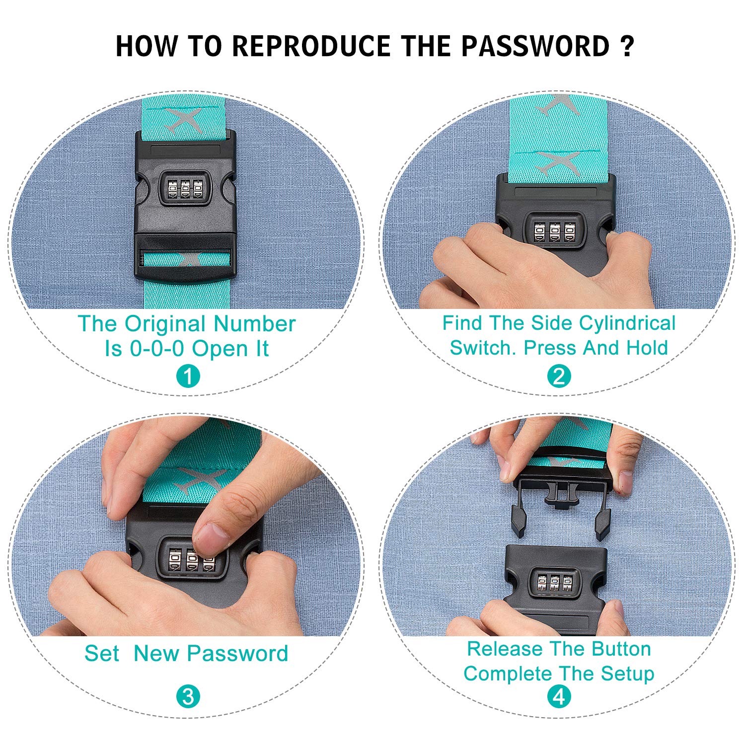 FORMIZON-Sangle-de-Bagage-avec-Serrure--Combinaison-Sangle-Valise-Rglable-Ceinture-Scuris-Sangle-Croise-Voyage-Accessoires-pour-20-32-Valise-Bagage-Scurit-Vert-Rose-Rouge