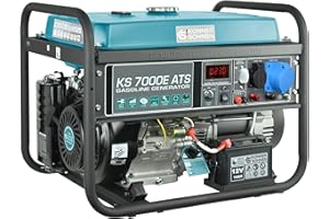 K&S KÖNNER&SÖHNEN Generador de gasolina KS 7000E ATS,con sistema ATS incorporado,generador electrico5500W, arranque manual/eléctrico/automático,1x16A, 1x32A (230V),12V,power station con(AVR),indicador aceite