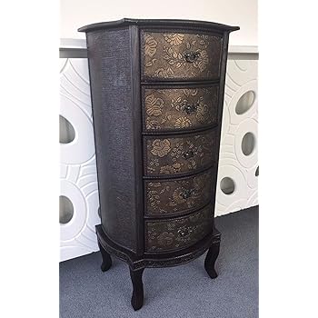Home Delights Tall Slim 5 Drawer Oriental Style Chinese Cabinet