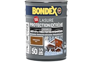 BONDEX - Lasure Bois Protection Extrême - Anti-UV/Humidité - Haute Résistance - Séchage Rapide - 5L - Chêne Moyen