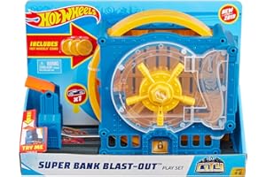 Hot Wheels City Coffre-Fort, Coffret de Jeu pour Petites Voitures à Connecter avec Circuit et Pistes, Jouet pour Enfant, GBF96 Multicolore