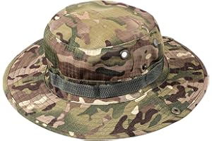 KIFMURASE Chapeau de soleil camouflage pour homme et femme UPF 50+ chapeau boonie pliable à large bord protection UV chapeau de pêche été safari