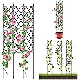HASTHIP® Garden Trellis for Climbing Plants, 6Pcs Interlocking Plant Creeper Support Stakes Weather for Vines, Roses, Clematis - Trellis for Flower Pots, Balcony & Vertical Gardens (46.5x90cm)