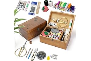 MKNZOME Scatola da Cucito in Legno - Premium Cestino da Cucito Vintage con Accessori da Cucito Completi, Portatile Valigetta Sarta per Principianti, Casa e Emergenza Uso#4