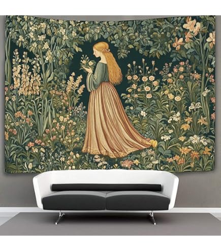 Tapisserie Murale Médiévale 152x130 Cm - Tenture Paysage Doux - Décoration Chambre, Dortoir - Polyester Impression HD
