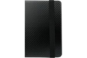 Emartbuy Universal 7-8.8 Inch Black Carbon Multi Angle Folio Wallet Case Cover With Card Slots and Stylus Pen Suitable for Selected Devices Listed Below