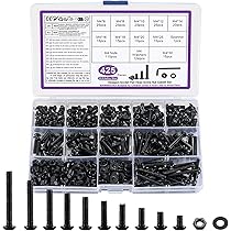 840 stuks M4 schroevenset, set met binnenzeskant schroeven en moeren, cilinderschroeven met moeren en ringen sets, zwart machineschroeven assortiment, draadschroeven set
