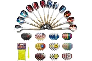Darting Bull Brand AM09075 Set of 12 Darts, 30 Fins and 200 Tips, Unisex Adult, Gold, One Size