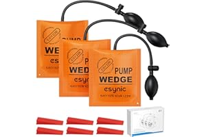 eSynic 3Pack Air Wedge Pump Up Bag Inflatable Smooth TPU Air Bags for Lifting Door Air Wedge Door Pump Up Bags Load-Bearing 297 Pounds/134KG with 6 Plastic Wedges-Orange