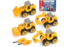 Anginne 4 in 1 Construction DIY Take-Apart Digger Toys Cars Set - Building Toys & Educational Gifts