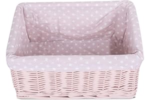 green leaves Hamper Baskets for Gifts Empty, Small Woven Wicker Storage Basket, Pink Wicker Baby Baskets for Hampers, Gifts, Grey Storage Basket Hampers (Pink, Large)