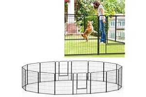 YUENFONG 16 TLG Welpenlaufstall Welpenauslauf 80cm hoch, Freilaufgehege Hundelaufstall Tierlaufstall mit Tür, für Hunde Kaninchen Kleintiere(XXXL, 1056x65x80cm)