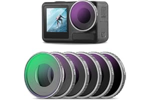 NEEWER Zestaw filtrów ND kompatybilny z DJI Osmo Action 4, 6-pak ND8 ND16 ND32 ND64 ND1000 CPL + zestaw filtrów o neutralnej gęstości, akcesoria do kamer akcji, wielowarstwowe szkło optyczne