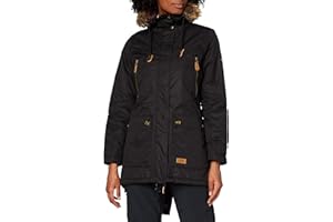 Trespass Womens Parka Jacket Clea - Waterproof, Lightly Padded, Removable Hood Fur Trim, 2 Patch Pockets with Flaps, 2 Zip Pockets, Longer Length, Adjustable Hood