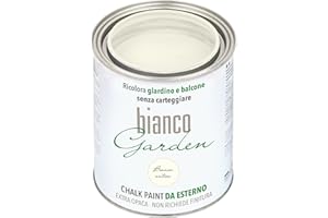 BIANCO SHABBY CHALK PAINT DA ESTERNO biancoGarden Bianco Antico - Ricolora giardino e balcone SENZA CARTEGGIARE e SENZA FINITURA (1 Litro)