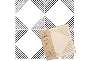 NL NAKLEO ART & WALL DECOR NAKLEO Maior Tile Plantilla de plástico reutilizable - 30x30cm - Líneas Pintado a mano Cuadrado - Geométrico marroquí - Adoquín Bloque Concreto Piso Pared Pintura Plantilla Madera