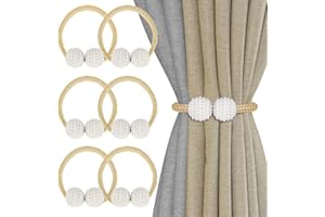 ‎SENBALER Senbaler 6 Stück Magnetische Vorhang Raffhalter mit Perlen,Vorhanghalter Seil,Duschvorhang Rückhalter,Dekoration für Home Office Hotel (Gold)