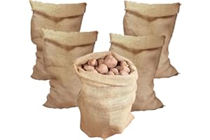 YAYODS 5 Pack large Hessian Sack, 100 cm x 61cm Potato Sacks for Storage, Strong & Durable Hessian Jute Potato Sacks, Vegetable Storage Bags