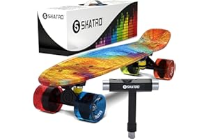Skatro - Mini-Cruiser-Skateboard. 22 Zoll Kunststoff-Board im Retro-Stil, komplett mit