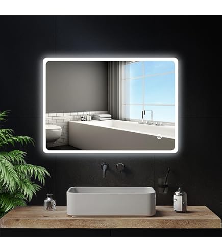 PetHot Badezimmerspiegel Mit Beleuchtung 70x50cm - Anti-Beschlag 3 Lichtfarben Dimmbar