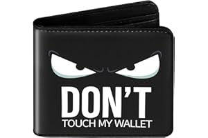 Qerrassa Wallet for Boys Mens Bi-Fold Leather Wallets with Zip Coin Pocket, RFID Blocking Slim Purse Cartoon Kawaii Cool Credit Card Holder Thin Coin Purses for Teens Girls Kids, Don't Touch My Wallet