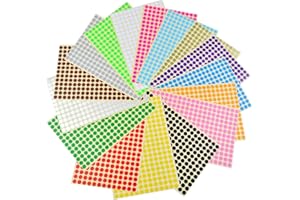 RMEET Okrągłe naklejki w kropki, kolorowe etykiety 6 mm kropki samoprzylepne 16 kolorów/arkusze kodowania kolorami etykieta 6120 sztuk znakujących punkty