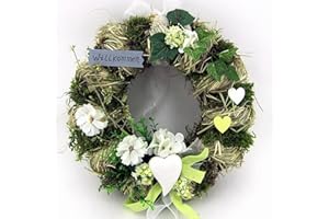 ‎SMALL-PREIS Türkranz Wandkranz Kranz Wanddeko rund Frühling mit Herzen Natur ø 28 cm Frühling - Sommer - Herbst Willkommensgruß 307