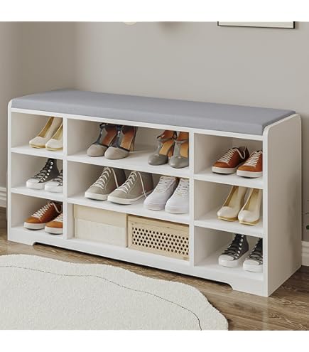 Banc à Chaussures Avec Coussinet En PU Et Rangement Intégré – Meuble D'entrée Pratique, 100 X 30 X 51 Cm