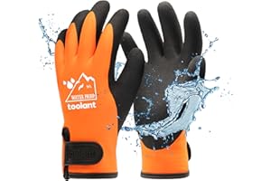 TOOLANT 100% Waterproof Gloves for Men and Women, Winter Work Gloves for Cold Weather, Touchsreen, Thermal Insulated Freezer Gloves, With Grip, Orange, Large