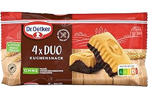 ‎DR. OETKER Dr. Oetker Kuchensnack Duo 5er Pack, jeweils 4 Kuchen à 35 g, heller Rührkuchen und Schokorührkuchen ohne Schokoladendekor, einzeln verpackt und perfekt für unterwegs