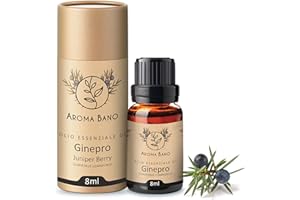 AROMA BANO Olio Essenziale Ginepro 8ml Puro E Naturale Ideale Per Diffusore Oli Essenziale – Aromaterapia E Aroma Naturale Bevande. (Olio di Ginepro 8ml)