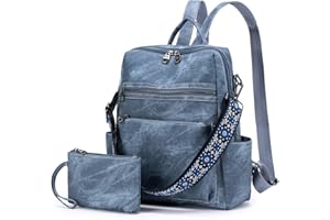 SUCIKORIO Petit Sac a Dos Cuir Femme Vintage, 2 en 1 Sacs à Main Portés Dos Femme Imperméable Cuir Sac à Dos élégant Plusieurs Poches Sac a Dos Antivol pour le Loisir, Voyage