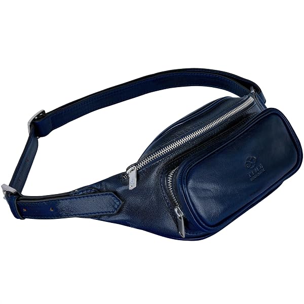 Marsupio In Vera Pelle Con Tasche Esterne Colore Nero - Pelletteria Toscana Made In Italy - Borsa Uomo