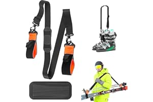 Fentar Ski Strap & Pole Carrier, 79-130cm Adjustable Ski Carrier Strap with Anti-slip Shoulder Sling for Pole, Boot and Snowboard, Gift for Men Woman Kids